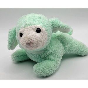 Vintage Commonwealth Green Terrycloth Lamb Plush with White Bow Textured